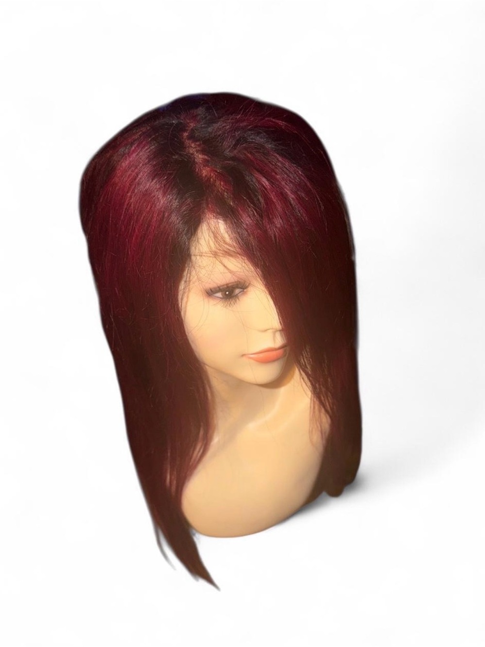 #NWOT 100% real human hair dark-rooted mermaid red lace front glueless wig - Picture 6 of 7